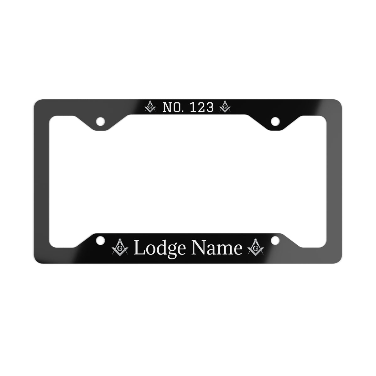 Master Mason Blue Lodge License Plate Frame - Sleek Black Metal with Customization - Bricks Masons