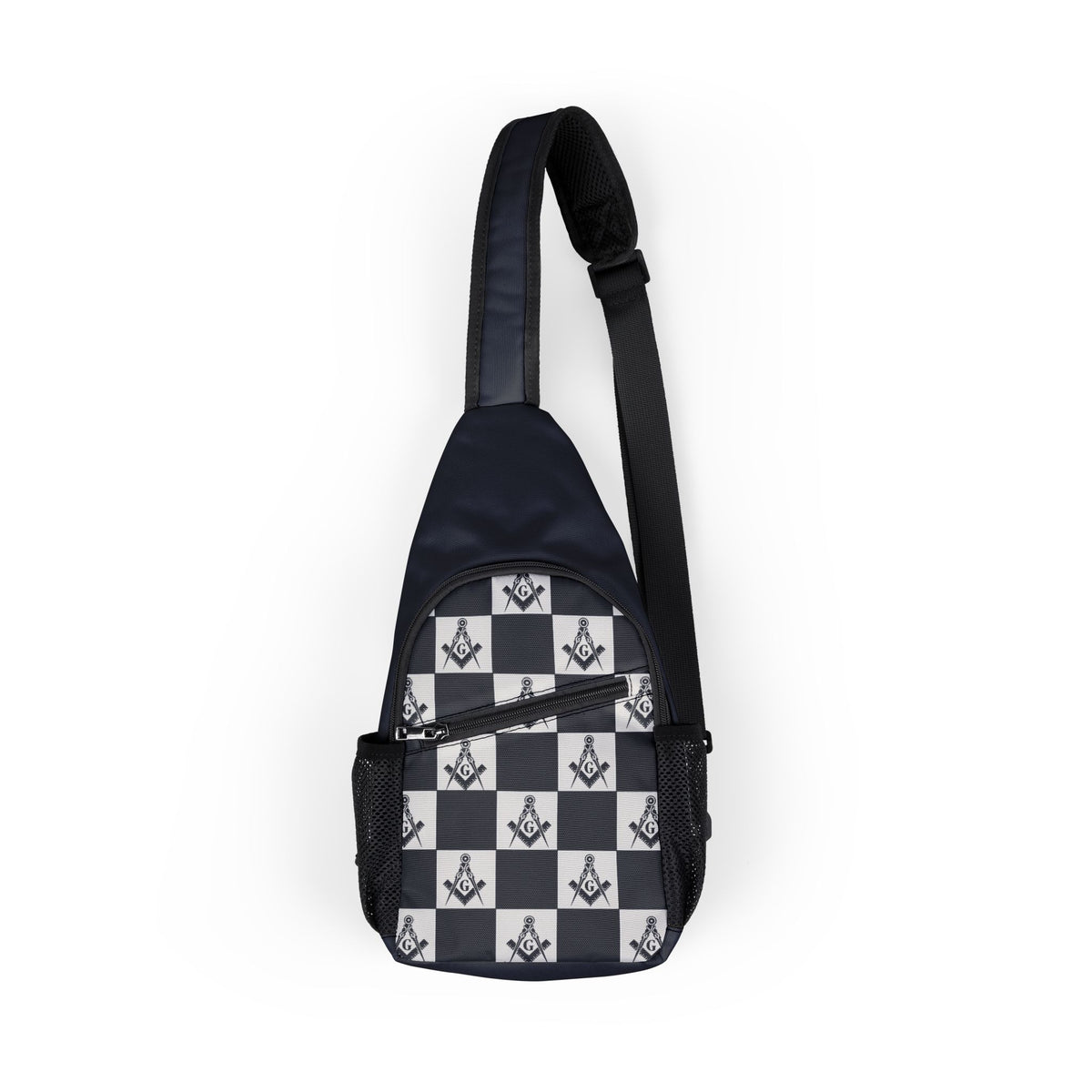 Master Mason Blue Lodge Crossbody Bag - Black & White Checkered Nylon - Bricks Masons