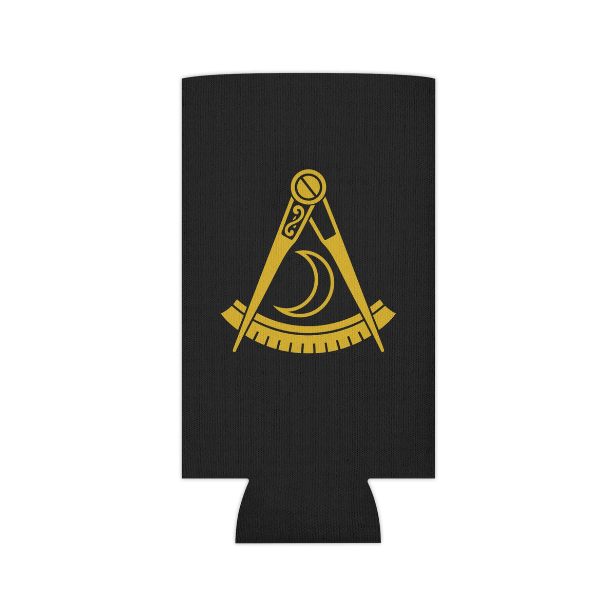 District Deputy Grand Master Blue Lodge Can Cooler - Black & Gold Square & Compass - Bricks Masons