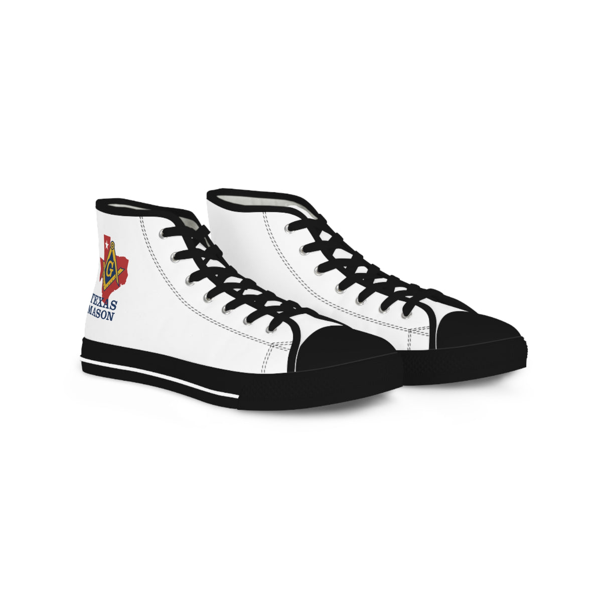 Master Mason Blue Lodge Sneaker - High Top Black & White Sole Texas Mason - Bricks Masons