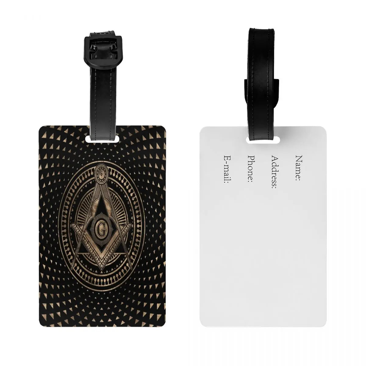 Master Mason Blue Lodge Luggage Tag - Privacy Strap for Travel Bags - Bricks Masons