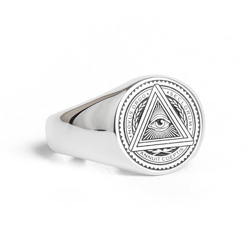 Eye Of Providence Ring - Silver Annuit Coeptis - Bricks Masons