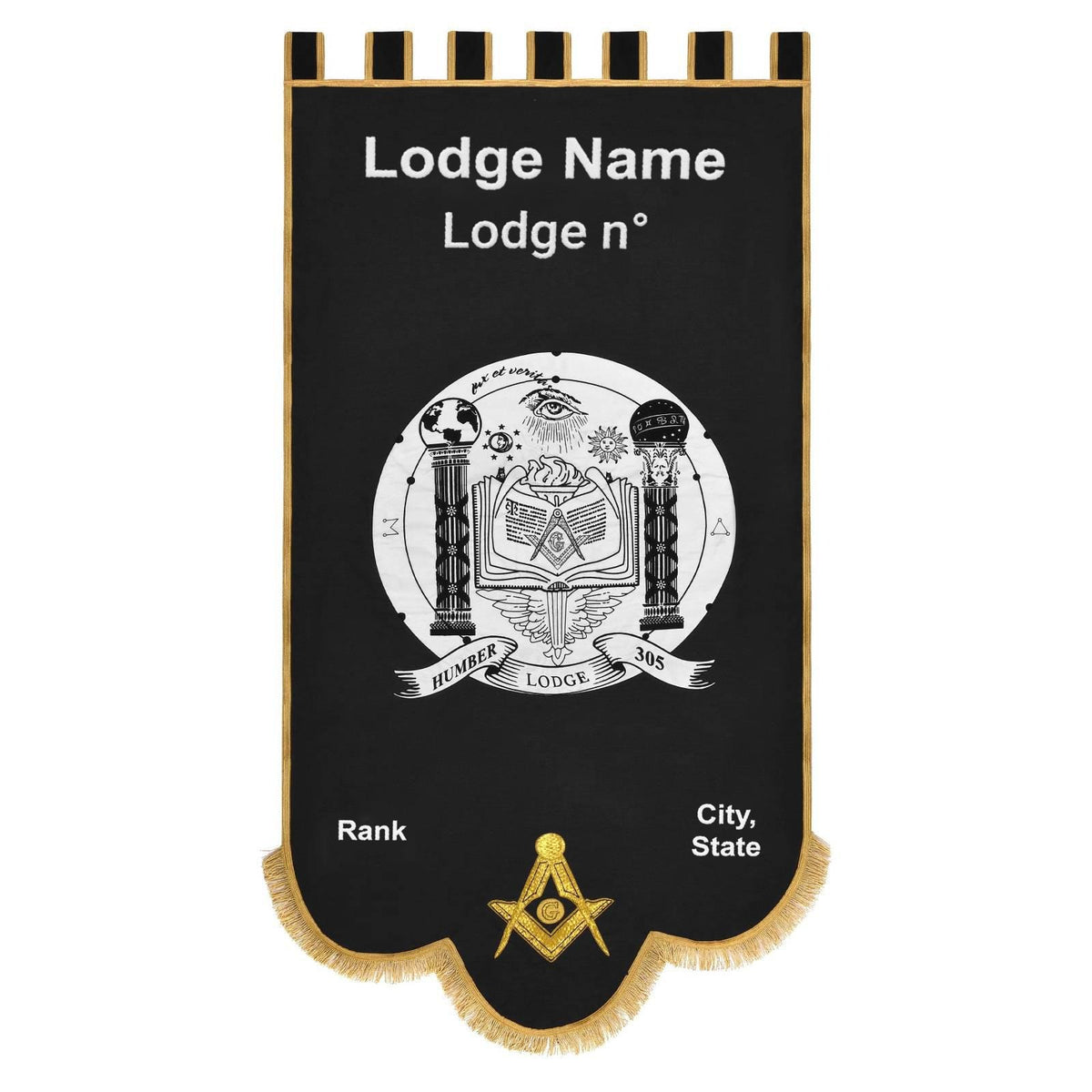 Master Mason Blue Lodge Banner - Machine Embroidery Fully Customizable - Bricks Masons