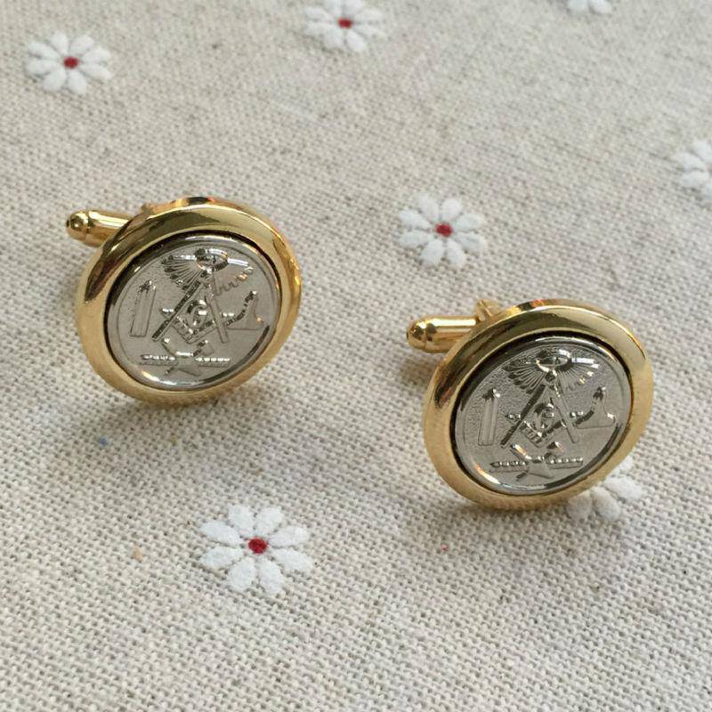Master Mason Blue Lodge Cufflink - Gold & Silver - Bricks Masons