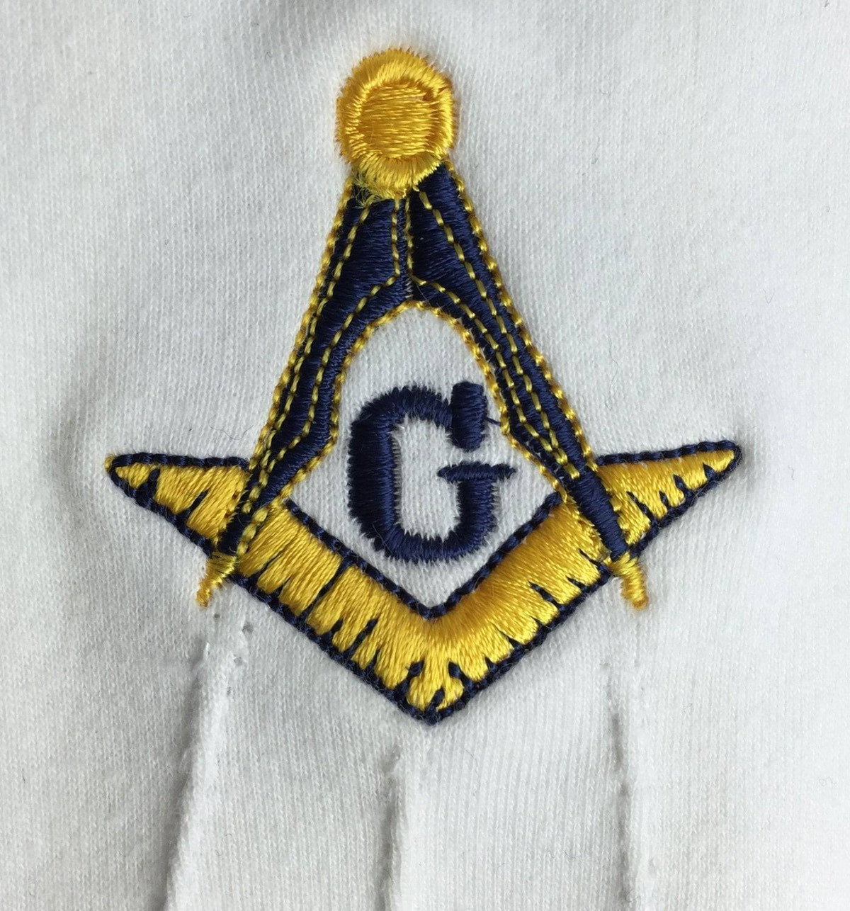 Master Mason Blue Lodge Gloves - Cotton With Yellow & Blue Square & Compass G - Bricks Masons