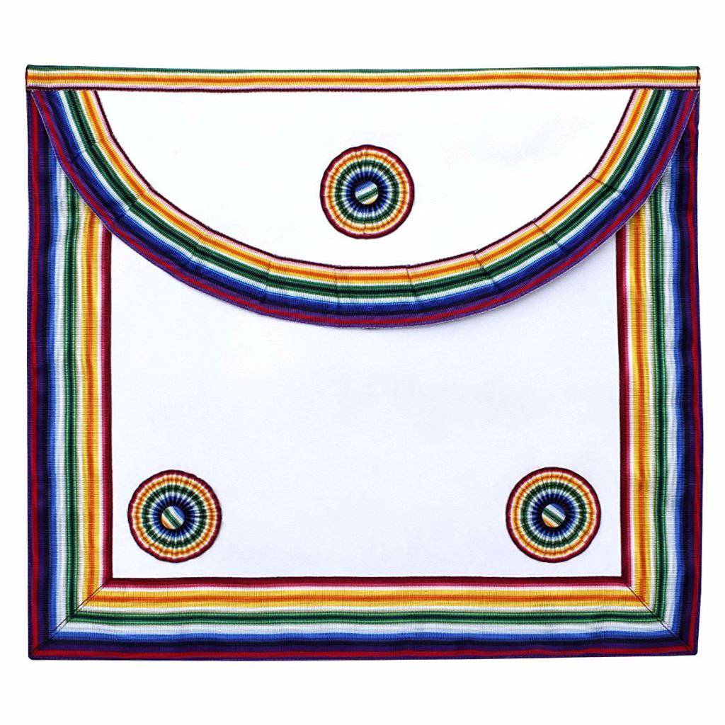Member Royal Ark Mariner AMD Apron - Multi colour with Three Rosettes - Bricks Masons
