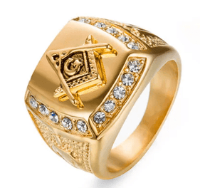 Master Mason Blue Lodge Ring - Zirconia in Gold