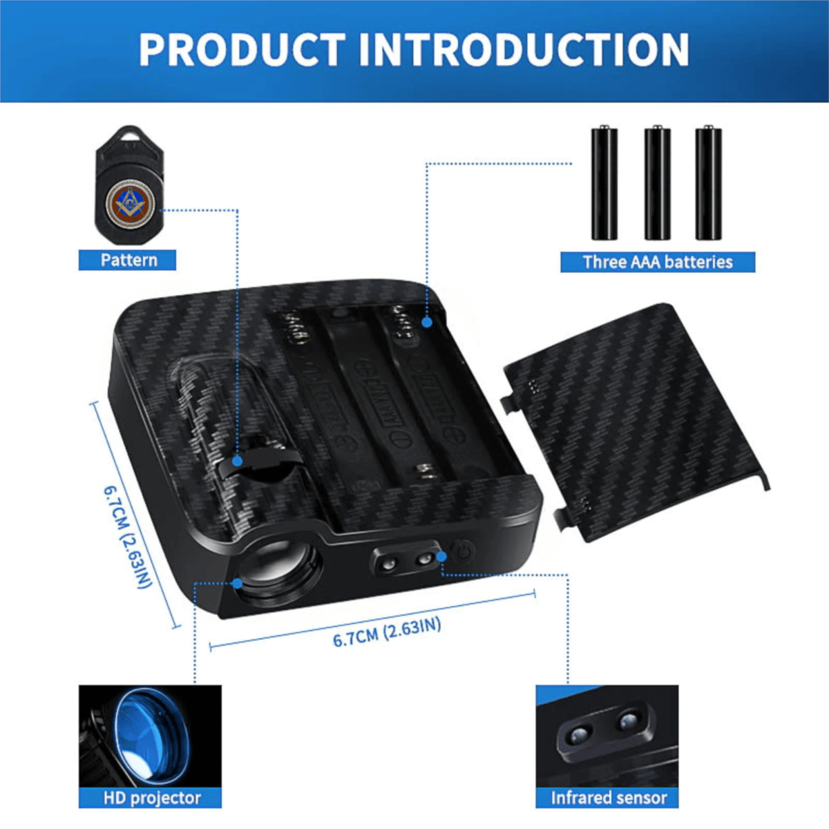 Council Car Door Light Projector - Customizable Wireless LED - Bricks Masons