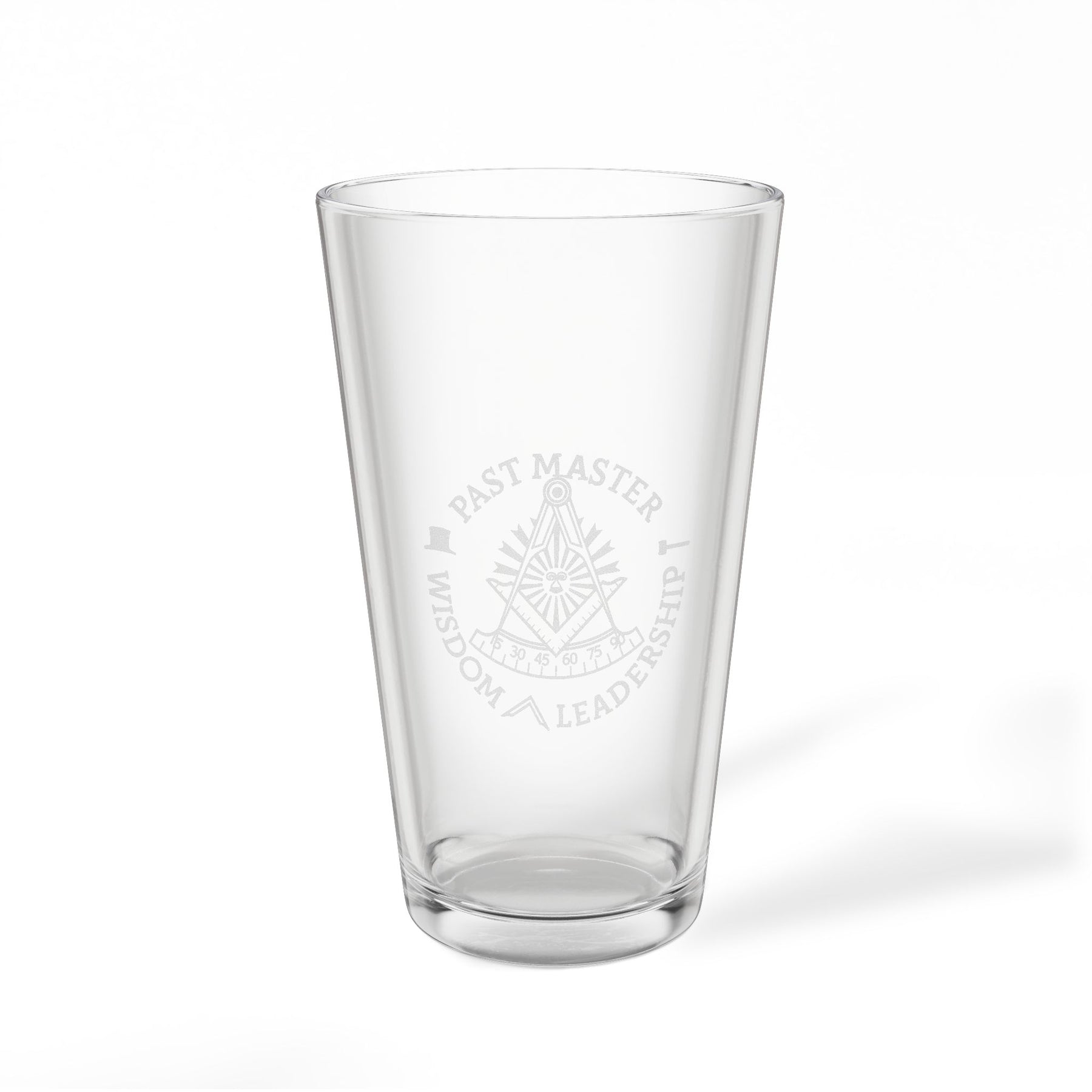 Past Master Blue Lodge Pint Glass - Wisdom Leadership S&C Quadrant Sun Emblem