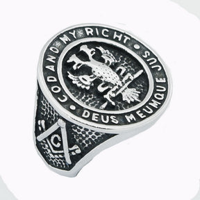 32nd Degree Scottish Rite Ring - Silver Stainless Steel Deus Meumque Jus - Bricks Masons