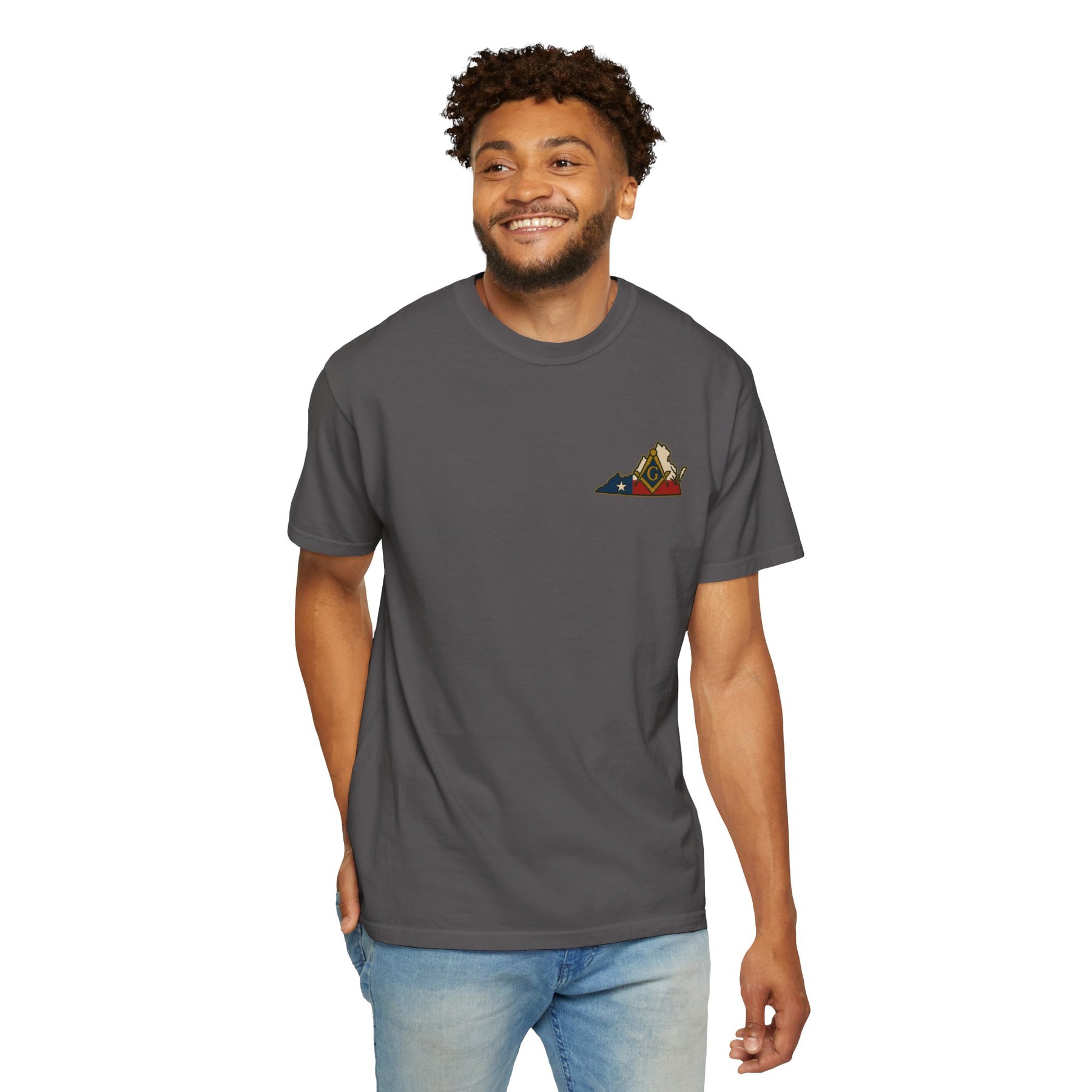 Master Mason Blue Lodge T-Shirt - Garment-Dyed Virginia Mason - Bricks Masons