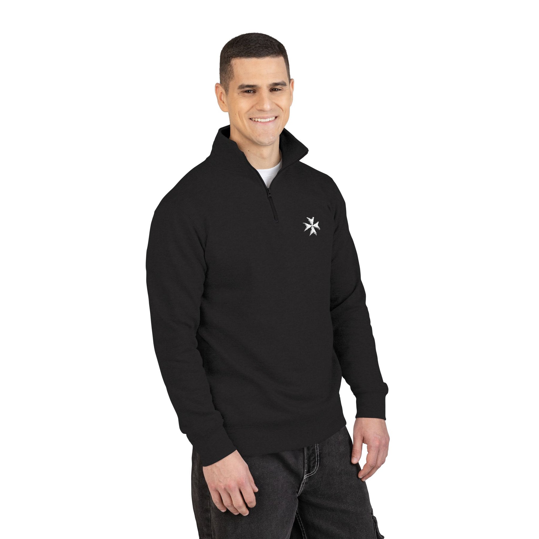 Order Of Malta Sweatshirt - Embroidered White Maltese Cross - Bricks Masons