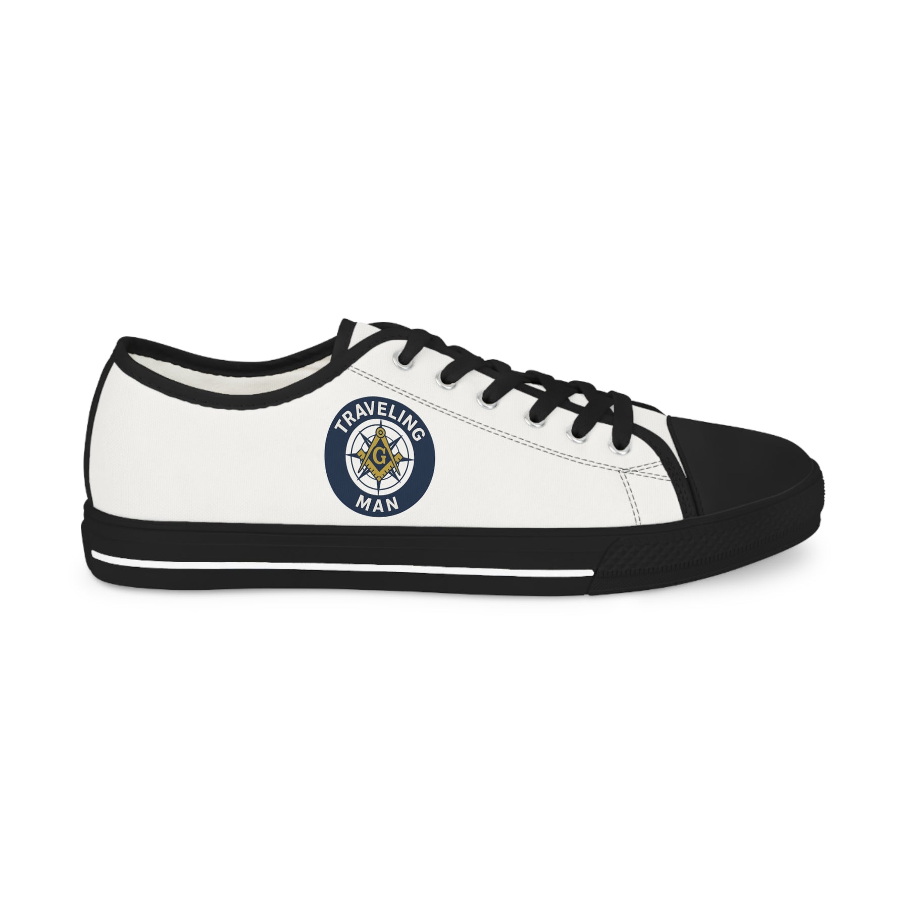 Master Mason Blue Lodge Sneaker - Low Top Sneaker Black & White Traveling Mason - Bricks Masons