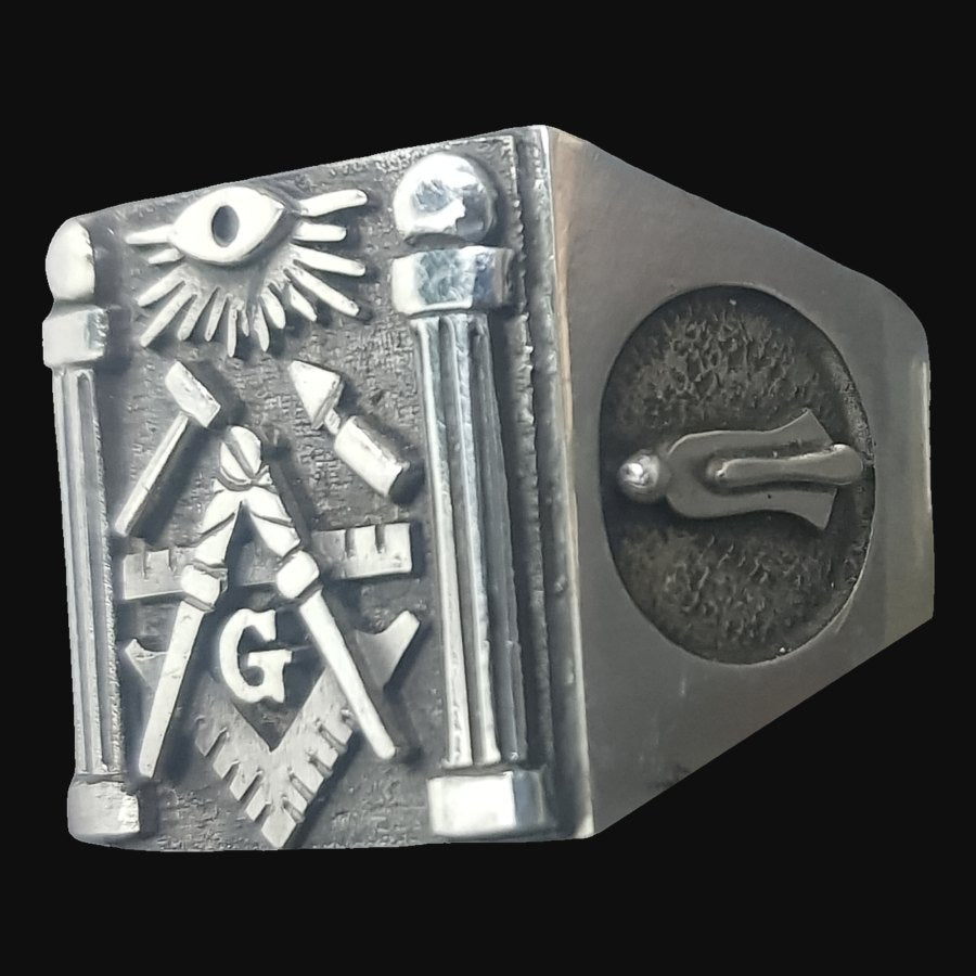 Masonic Master Degree Ring Silver 2 cm 14 g Masonry Art 1072 - Bricks Masons