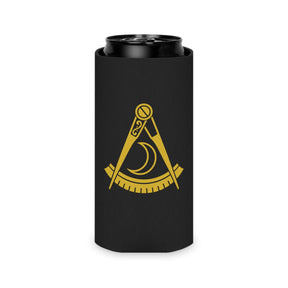 District Deputy Grand Master Blue Lodge Can Cooler - Black & Gold Square & Compass - Bricks Masons