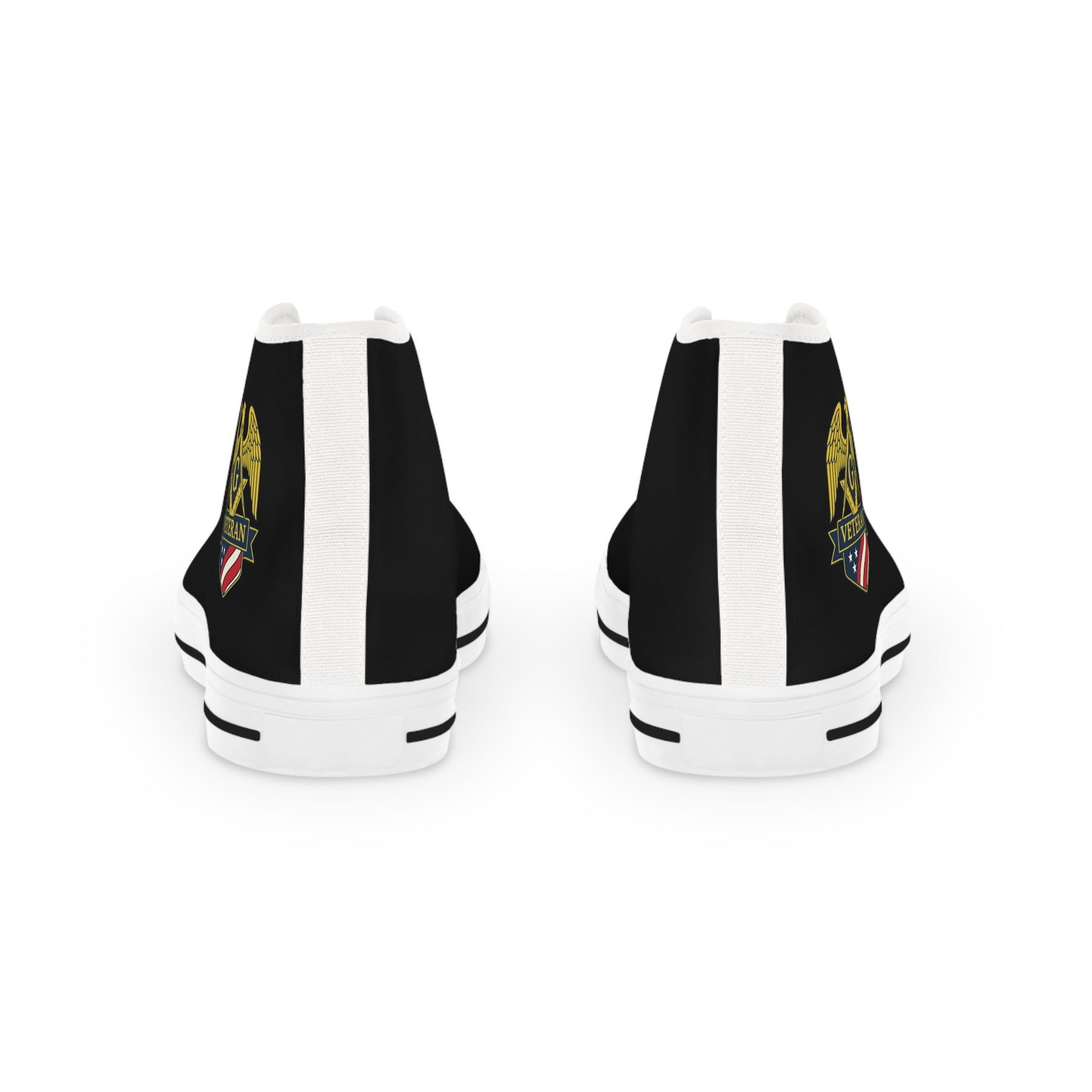 Master Mason Blue Lodge Sneaker - High Top Black & White Sole Black Canvas Veteran Mason - Bricks Masons