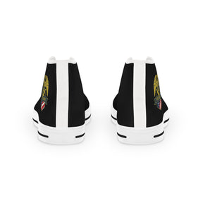 Master Mason Blue Lodge Sneaker - High Top Black & White Sole Black Canvas Veteran Mason - Bricks Masons