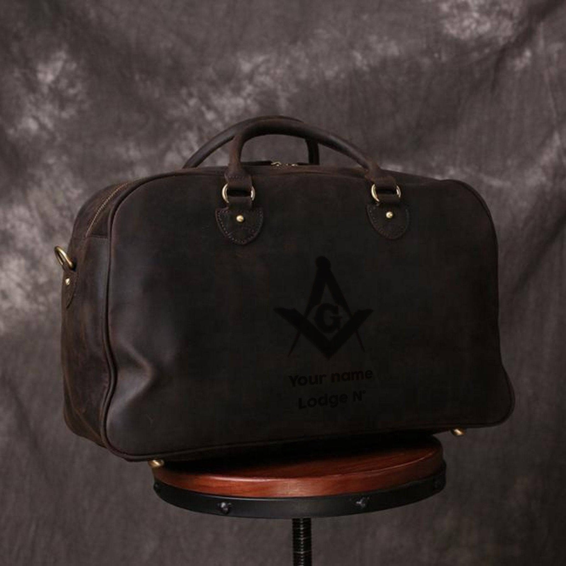 Master Mason Blue Lodge Travel Bag - Dark Brown & Camel