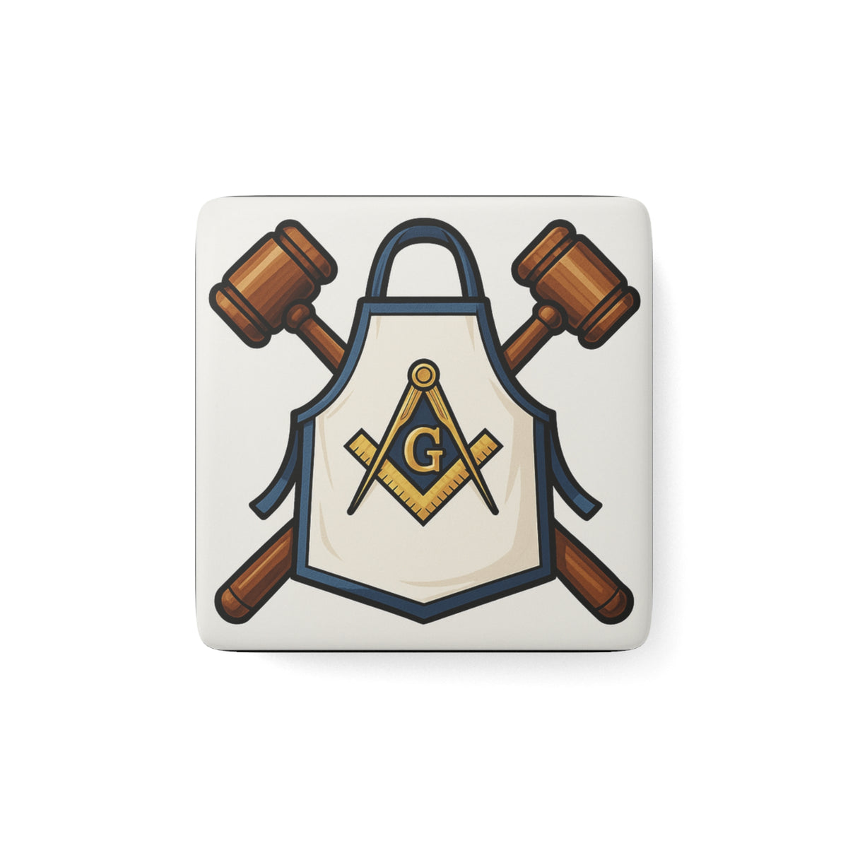 Master Mason Blue Lodge Magnet - Porcelain With Magnet - Bricks Masons
