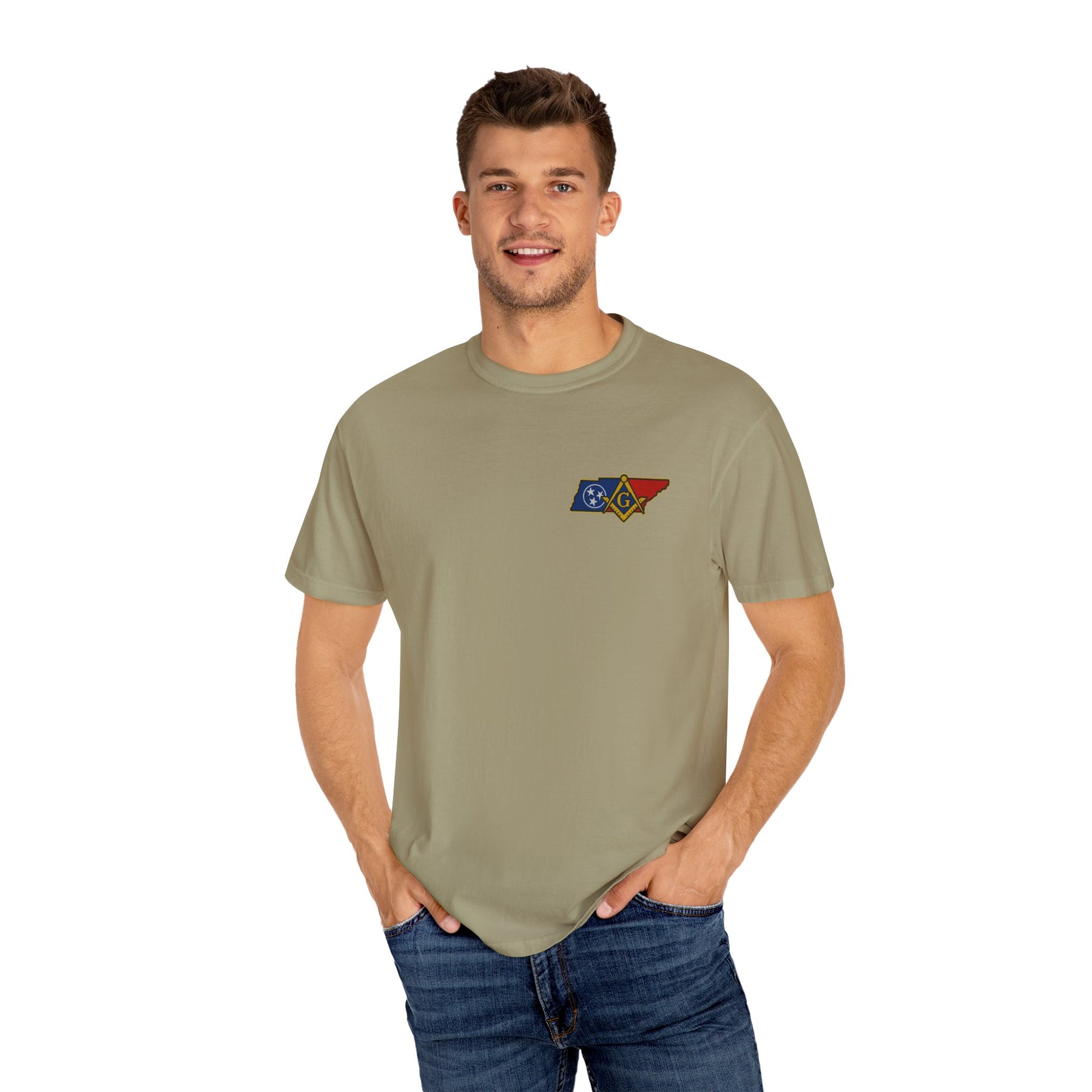 Master Mason Blue Lodge T-Shirt - Garment-Dyed Tennessee Mason - Bricks Masons