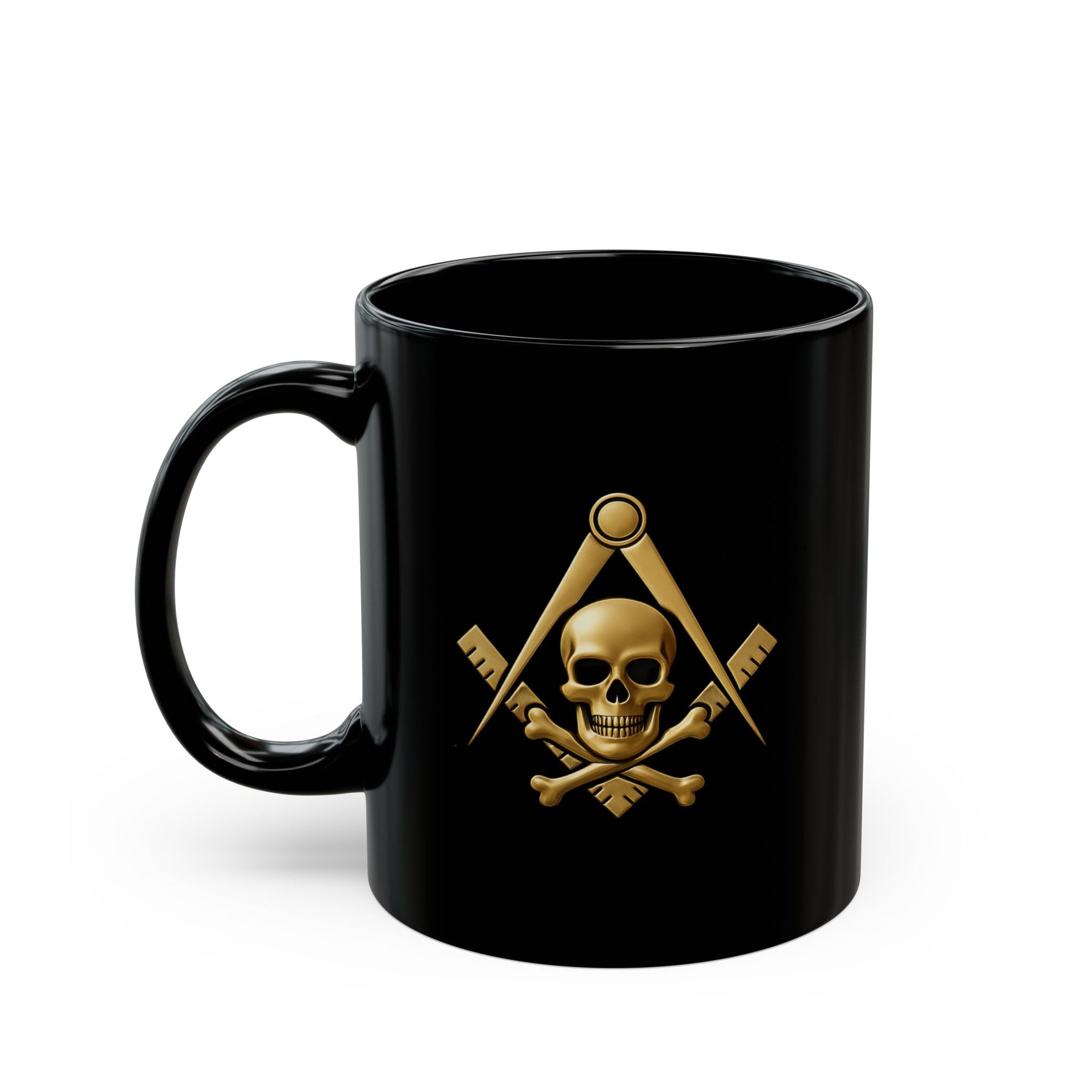 Widows Sons Mug - Gold Square & Compass with Skull & Bones - Bricks Masons