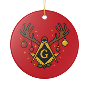 Master Mason Blue Lodge Christmas Ornament - Ceramic Keepsake with S&C G - Bricks Masons