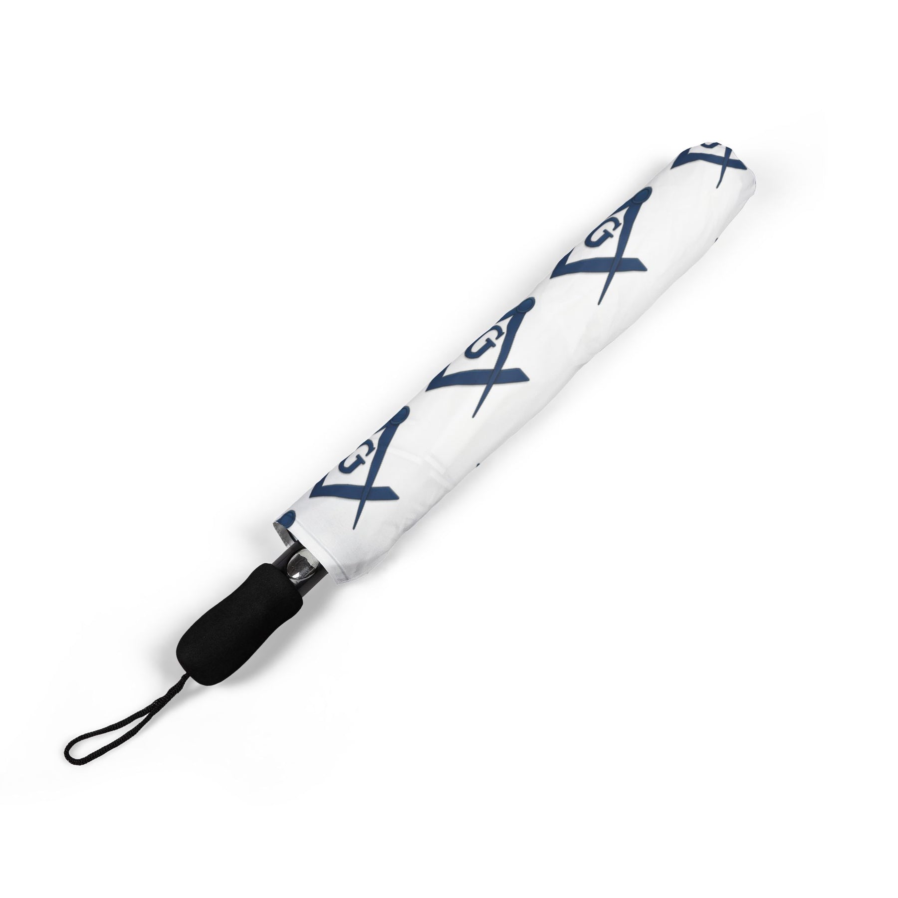 Master Mason Blue Lodge Umbrella - White with Blue Square & Compass G - Bricks Masons