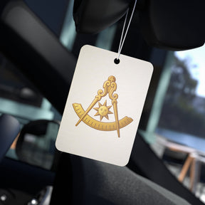 Past Master Blue Lodge Car Air Freshener - Compass & Quadrant with Sun Emblem - Bricks Masons