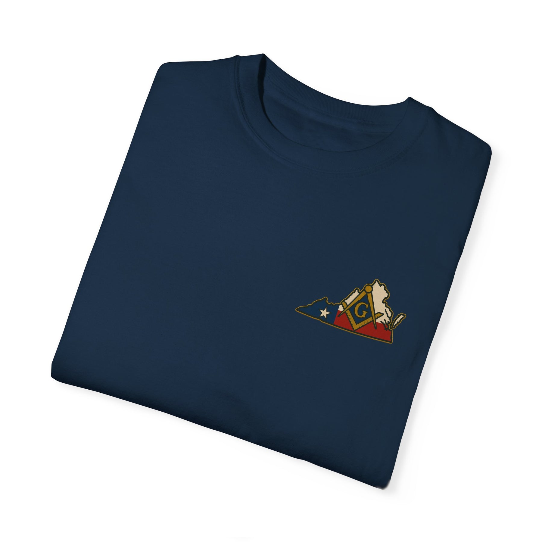 Master Mason Blue Lodge T-Shirt - Garment-Dyed Virginia Mason - Bricks Masons