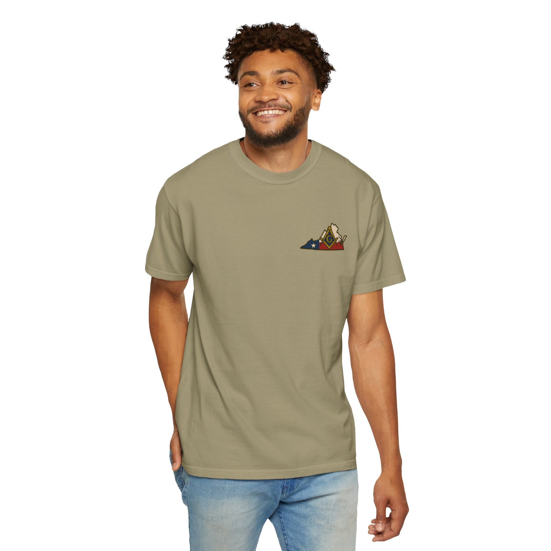 Master Mason Blue Lodge T-Shirt - Garment-Dyed Virginia Mason - Bricks Masons