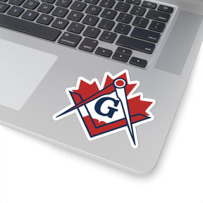 Master Mason Blue Lodge Canada Jurisdiction Sticker Decal - Maple Leaf With S&C - Bricks Masons