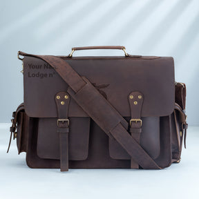 Shriners Briefcase - Handmade Leather - Bricks Masons