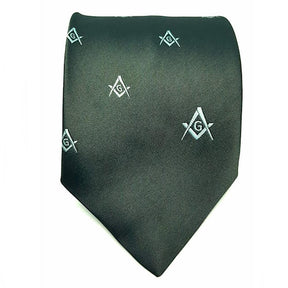 Master Mason Blue Lodge Necktie - Green with Square & Compass G