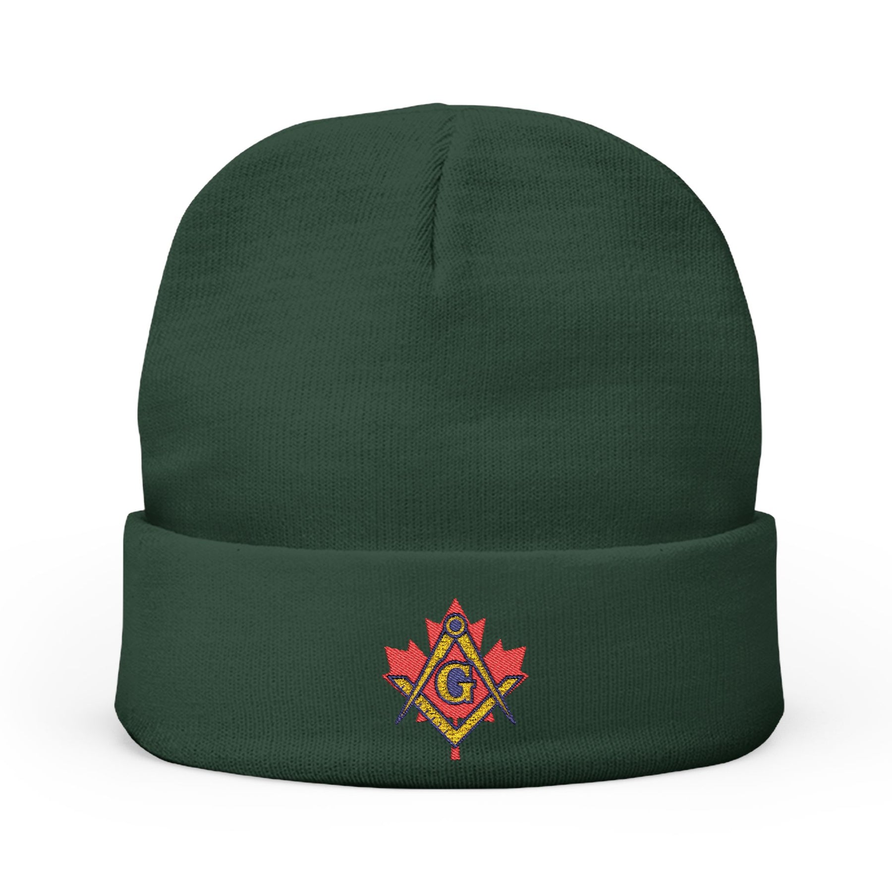 Master Mason Blue Lodge Canada Jurisdiction Beanie - Knit Embroidery S&C Maple Leaf - Bricks Masons