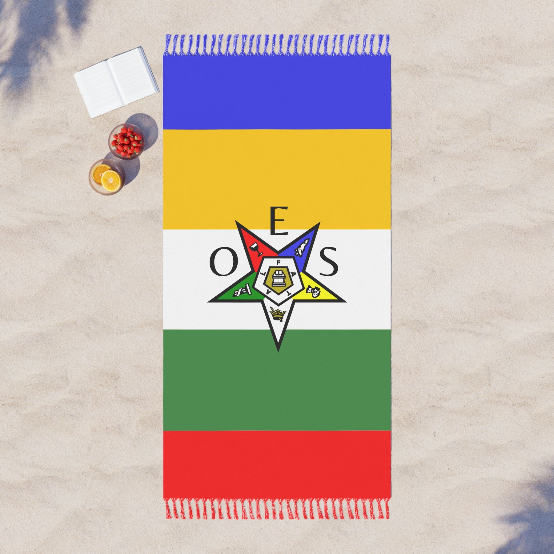 OES Towel - Beach Colorful Polyester With Knotted Tassels - Bricks Masons