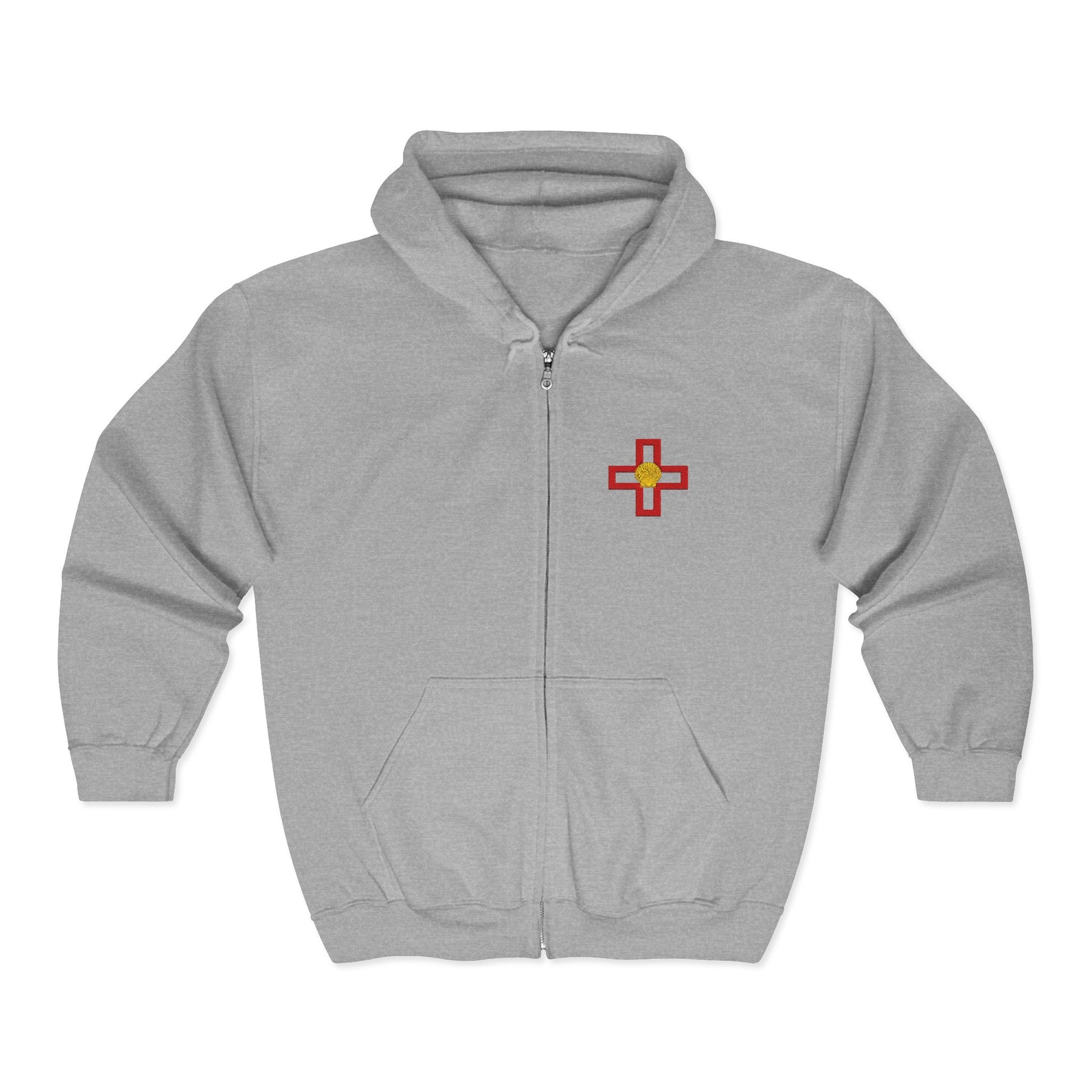 St. Thomas of Acon Hoodie - Zip Up Jacket Dual Embroidered Design - Bricks Masons