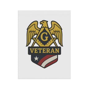 Master Mason Blue Lodge Yard Flag - White Veteran Mason Printed Poly Poplin - Bricks Masons