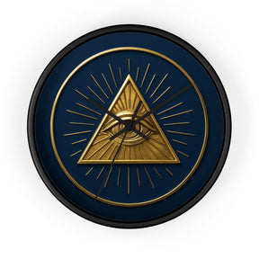 Eye of Providence Clock - Pyramid with All Seeing Eye Design on Wooden Frame - Bricks Masons