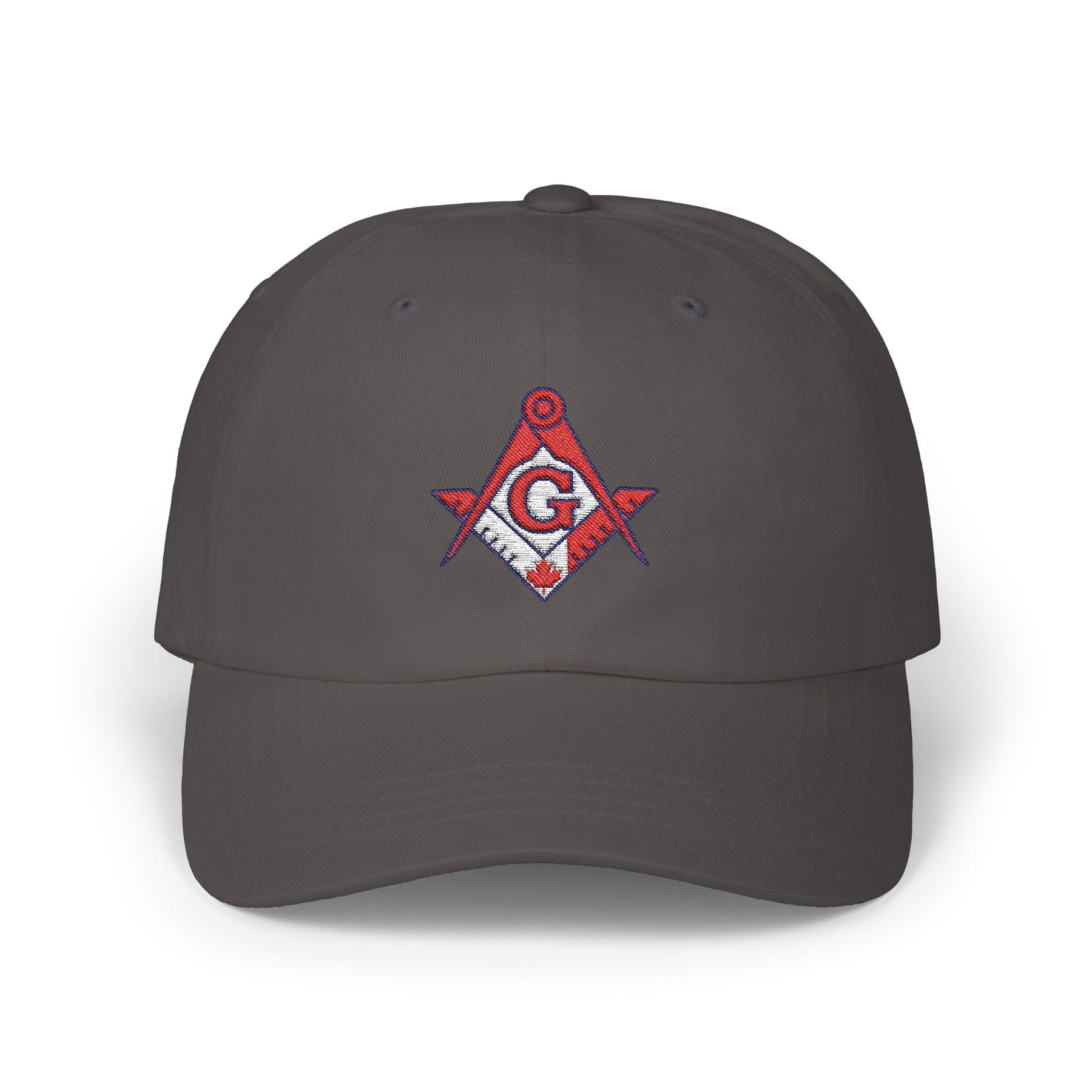 Master Mason Blue Lodge Canada Jurisdiction Baseball Cap - Red & White Square & Compass G - Bricks Masons