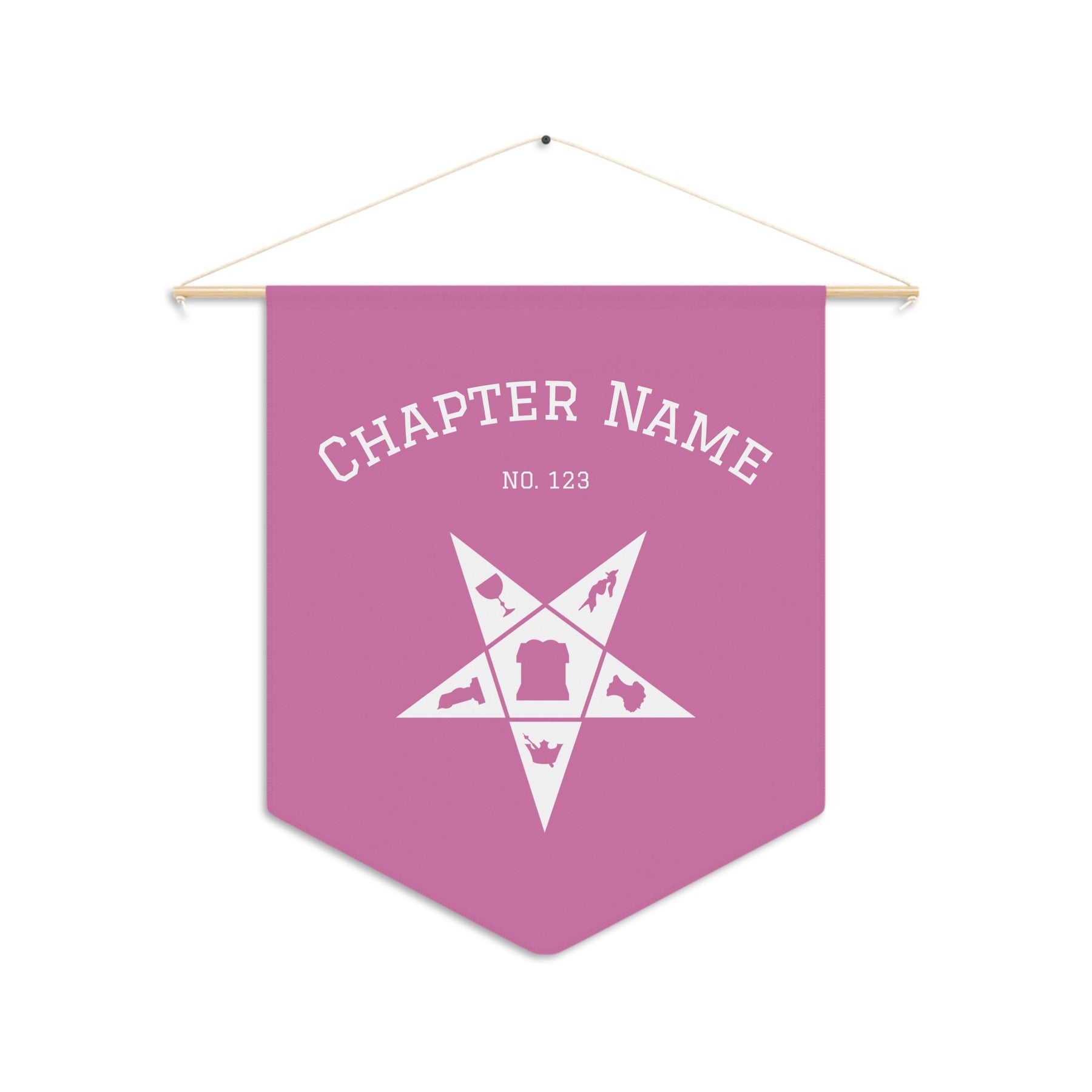 OES Pennant - Pink & White Star With Personalization - Bricks Masons