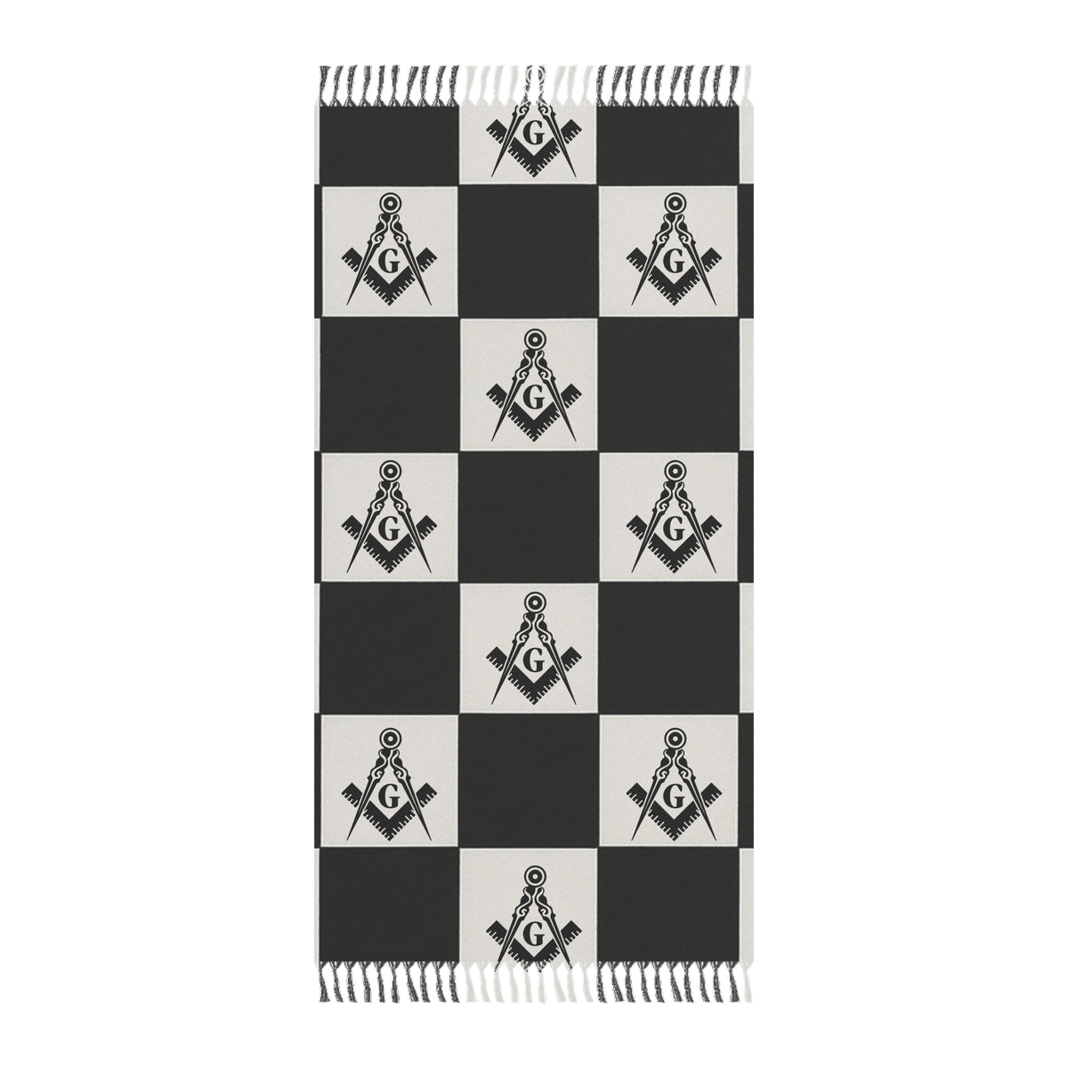 Master Mason Blue Lodge Towel - S & C With Chekered Pattern Beach Cloth - Bricks Masons