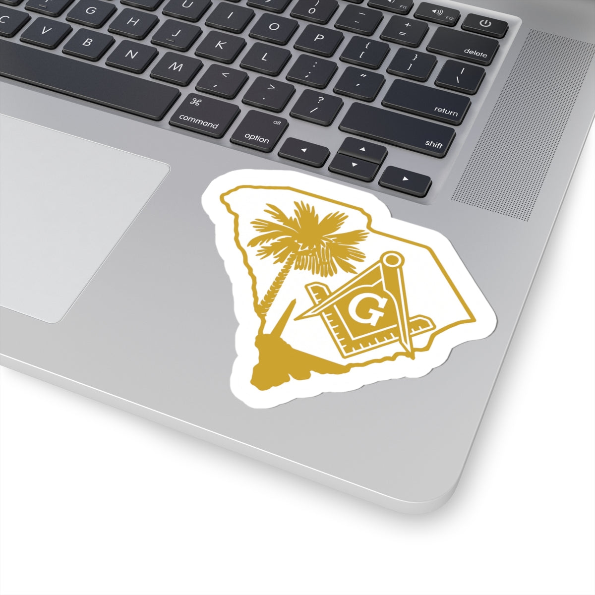 Master Mason Blue Lodge Sticker Decal -  Kiss-Cut South Carolina With Palmetto Tree - Bricks Masons