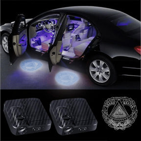 Grand Master Blue Lodge Car Door Light Projector - Customizable Wireless LED - Bricks Masons