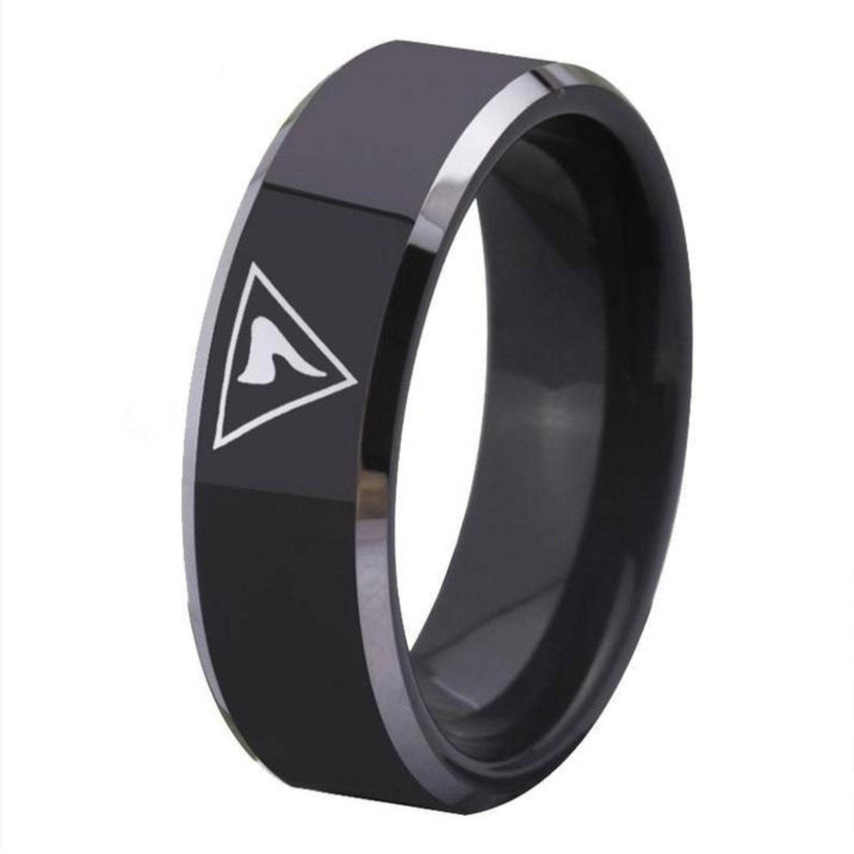 14th Degree Scottish Rite Ring - Black Tungsten Carbide Personalizable