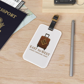 Master Mason Blue Lodge Luggage Tag - Traveling Light With Black Leather Strap - Bricks Masons