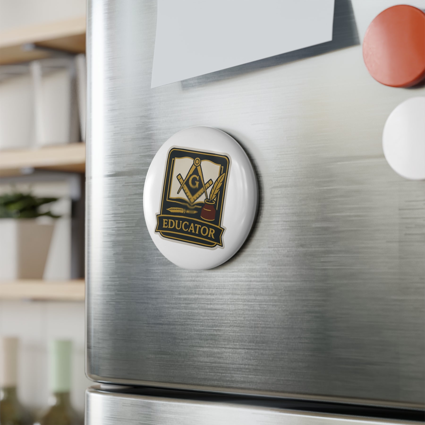 Master Mason Blue Lodge Magnet - Metal Shell With Magnetic Backing. - Bricks Masons