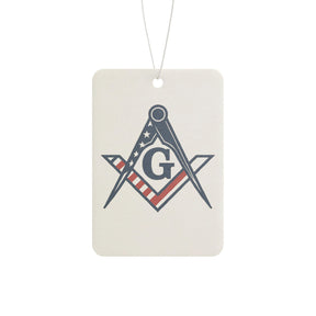 Master Mason Blue Lodge Car Air Freshener - Square & Compass G US Flag - Bricks Masons