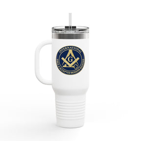 International Masons Ringneck Tumbler - Blue & White Stainless Steel & Insulated - Bricks Masons