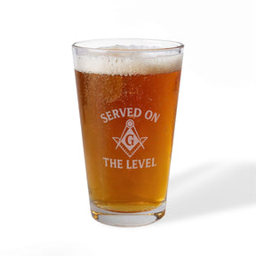 Master Mason Blue Lodge Pint Glass - Square & Compass G Served On The Level