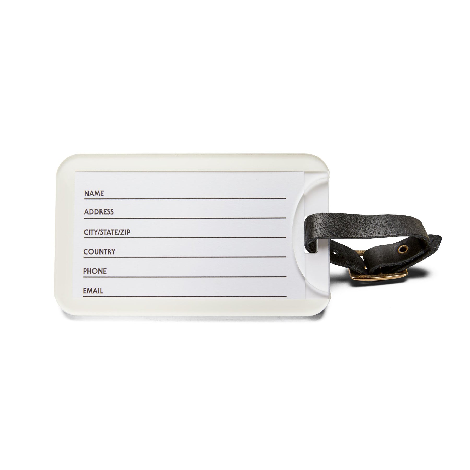 Allied Masonic Degrees Luggage Tag - White With Black Leather Strap - Bricks Masons